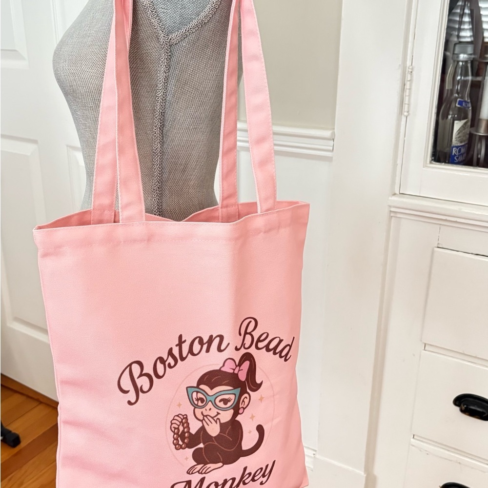 Adorable Heavy Duty Canvas Pink Tote Bag, For your Bead Stash Runs